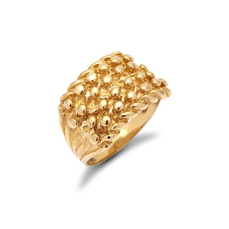9ct Yellow Gold Heavy 4-Row Smooth Back Keeper Ring